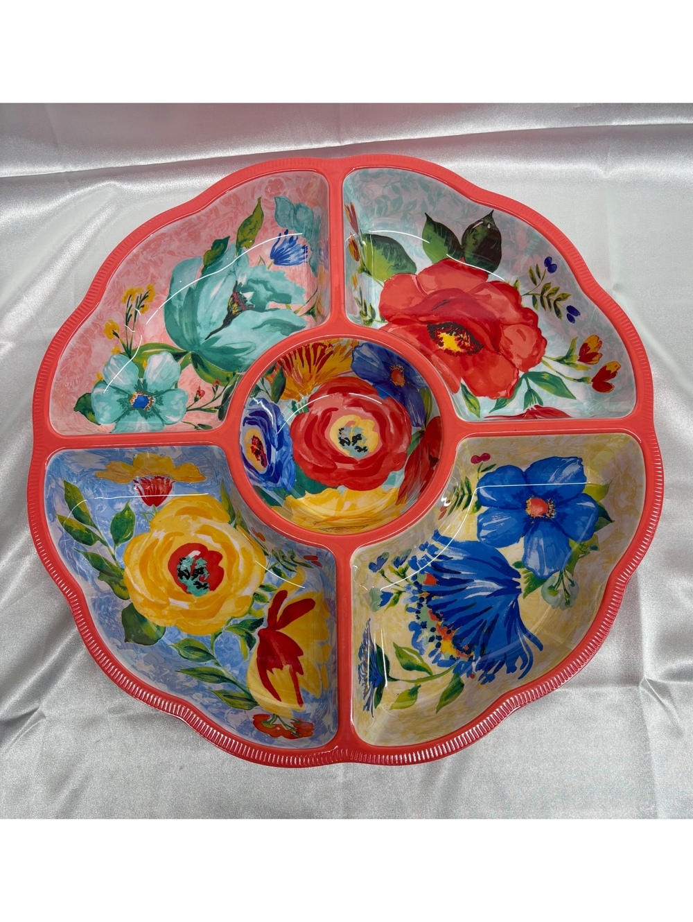 The Pioneer Woman Floral Melamine Delaney Divided Chip And Dip Tray